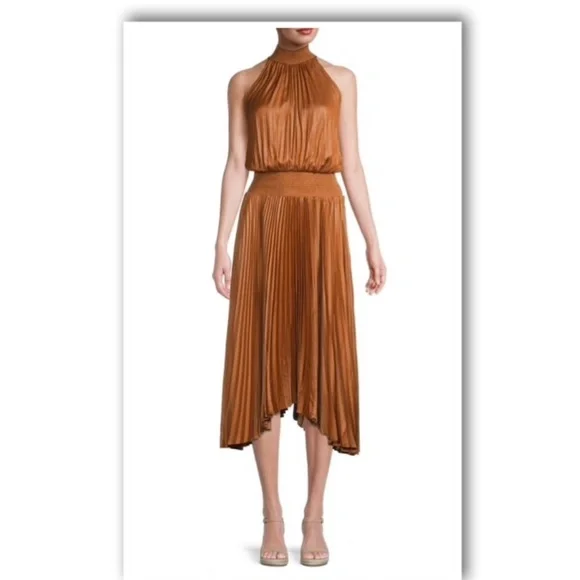 Elie Tahari | Dresses | Elie Tahari Pleated Blouson Midi Dress Size M |  Poshmark